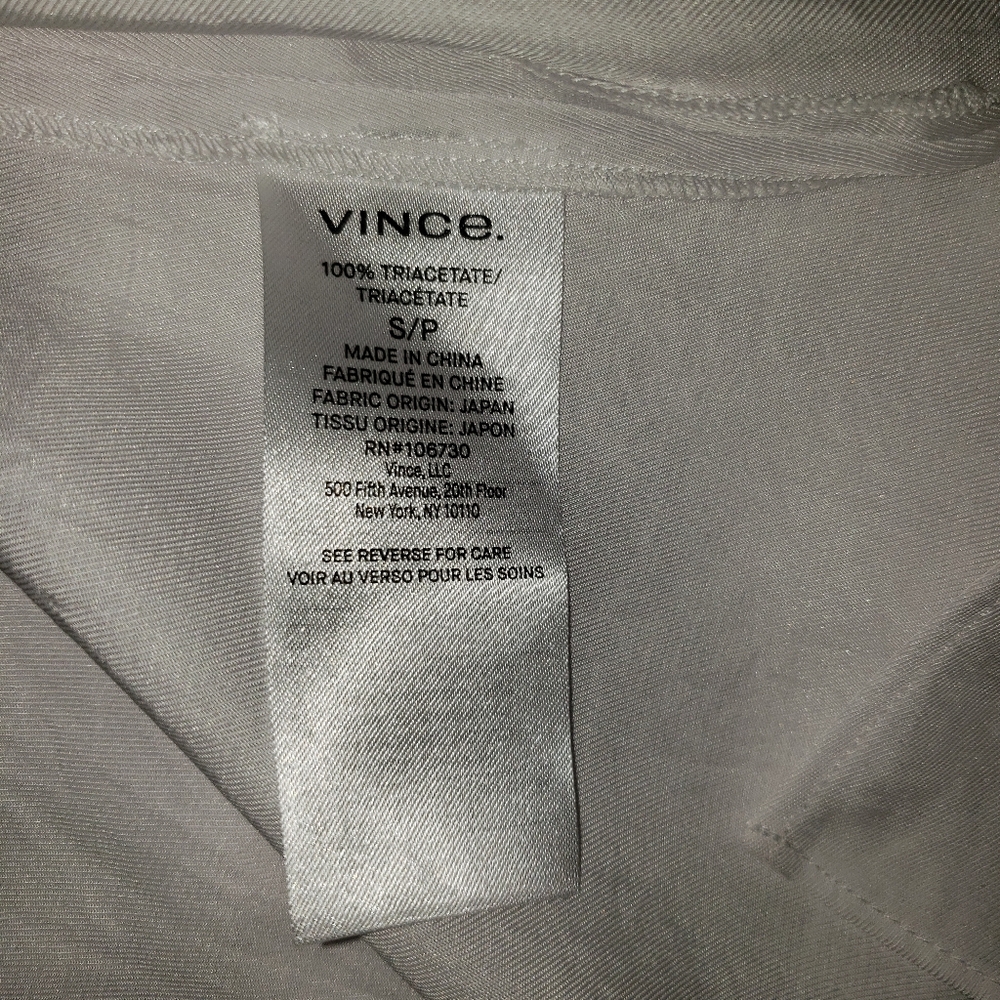 VINCE White Crinkled Drape Twill Relaxed-Fit Short Sleeve Top Size Small - Picture 6 of 8